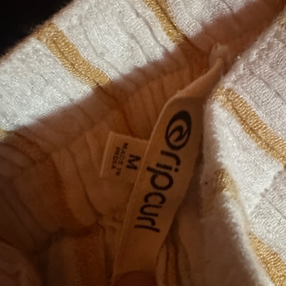 Rip Curl High Waist Striped Cream Shorts - Picture 2 of 3